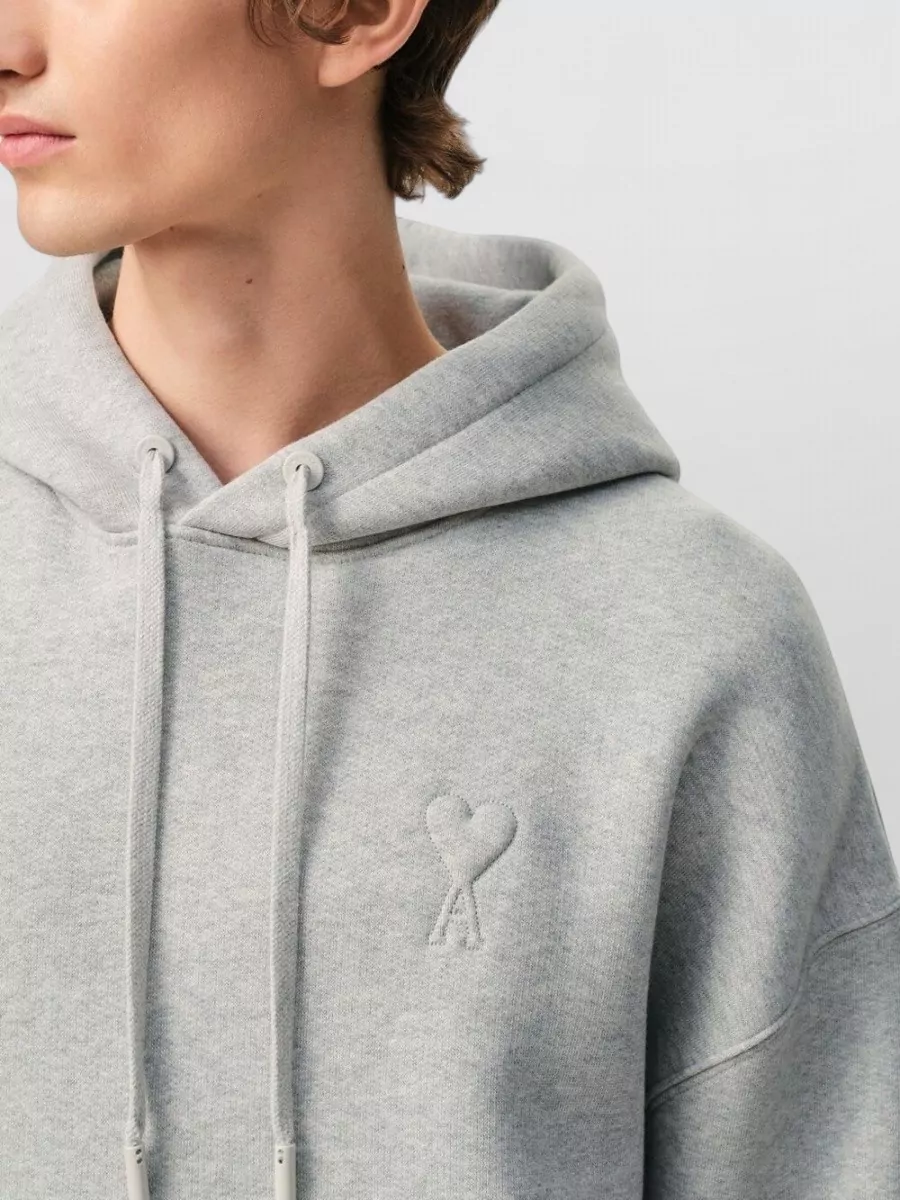 Ami Paris Cotton Logo-Embossed Hoodie