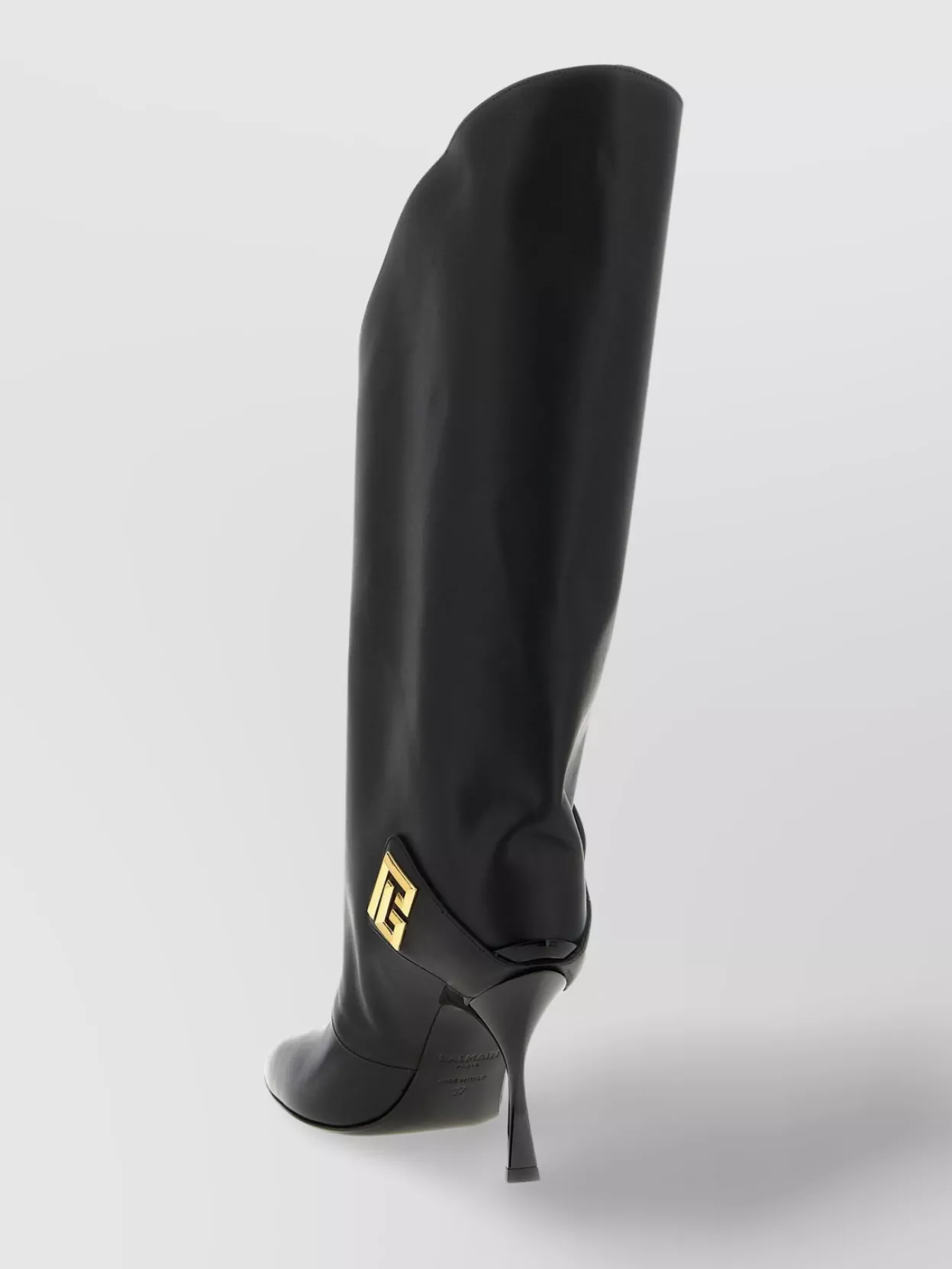 Balmain 'Twist' Leather Knee Boots With Gold-Tone Detail