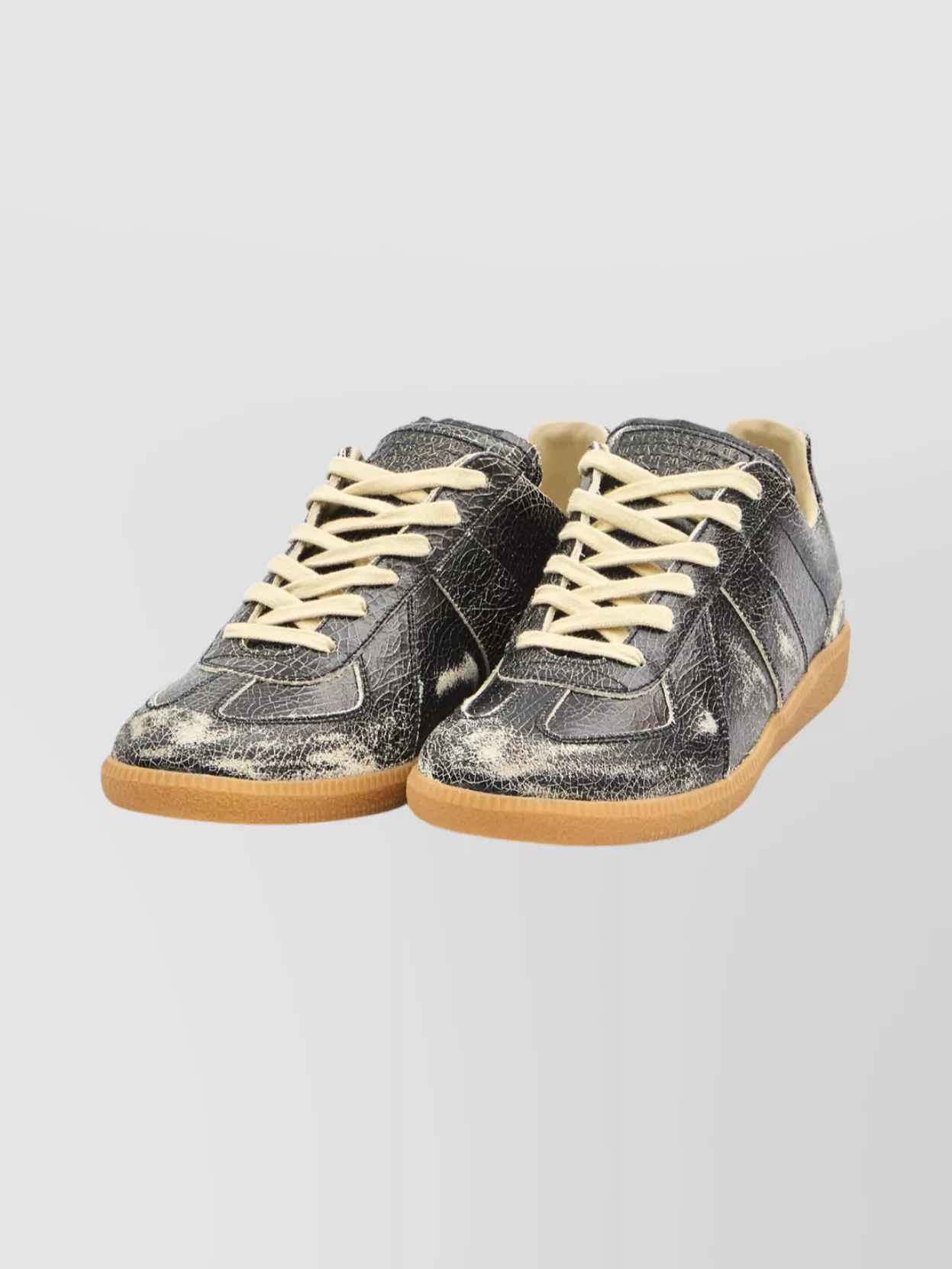 Maison Margiela Distressed Calf Leather Italian Sneakers
