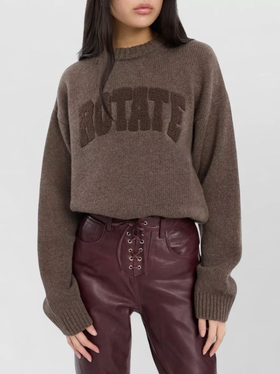 Rotate Wool Ribbed Crewneck Sweater