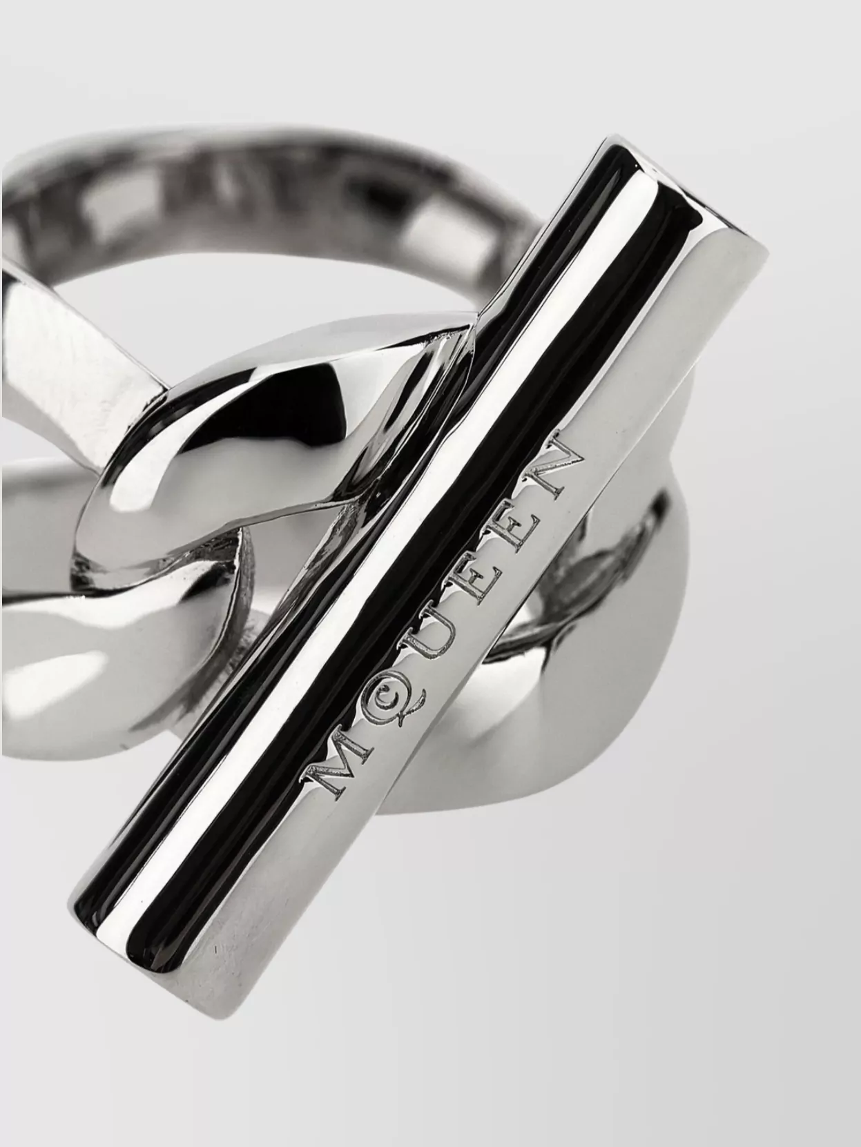 Alexander Mcqueen Link Chain Engraved Polished Ring