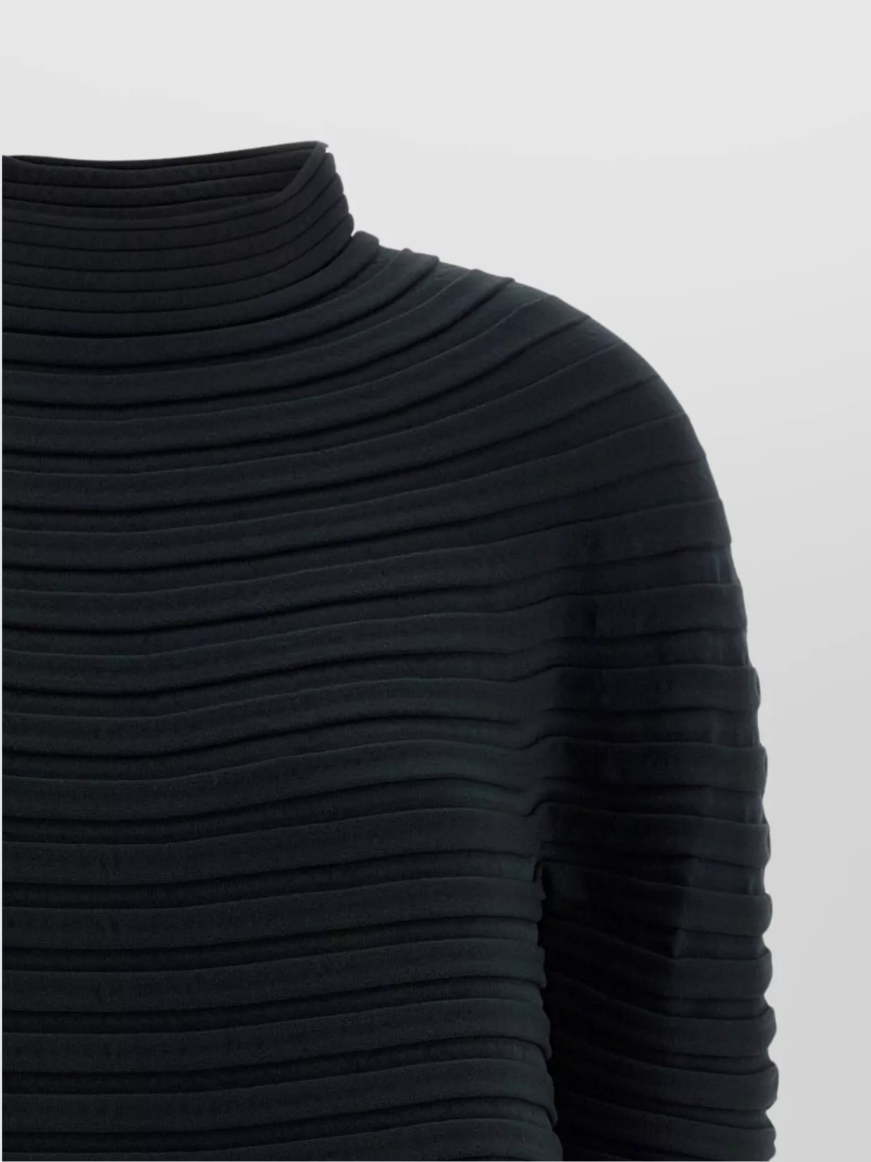 Pleats Please Issey Miyake Long Sleeve High Neck Flared Hem Top