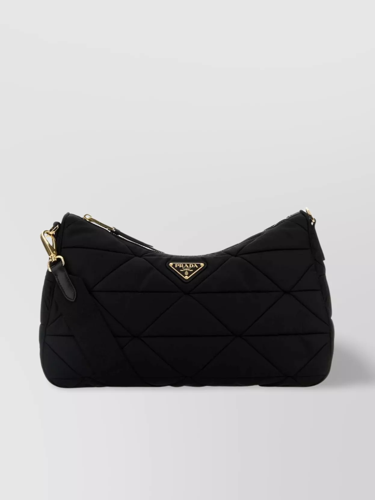 Prada Large Quilted Fabric Shoulder Bag With Adjustable Strap