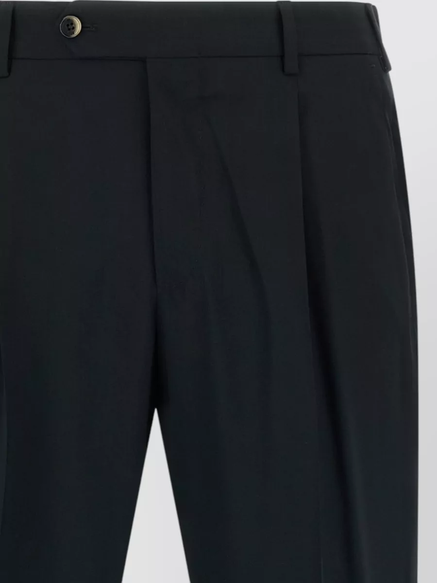 Pt Torino Virgin Wool Pleated Tapered Tailored Trousers