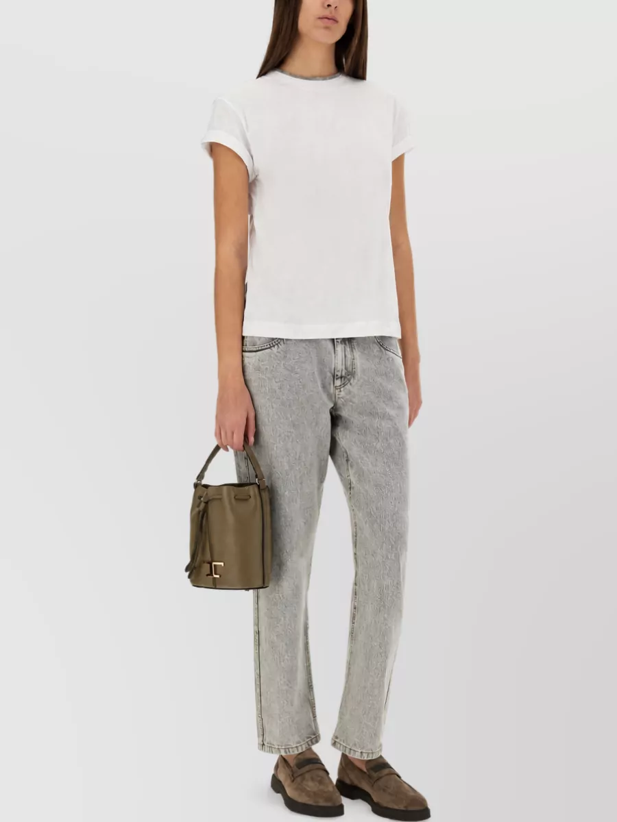 Brunello Cucinelli Cotton Jersey T Shirt Keyhole Neck