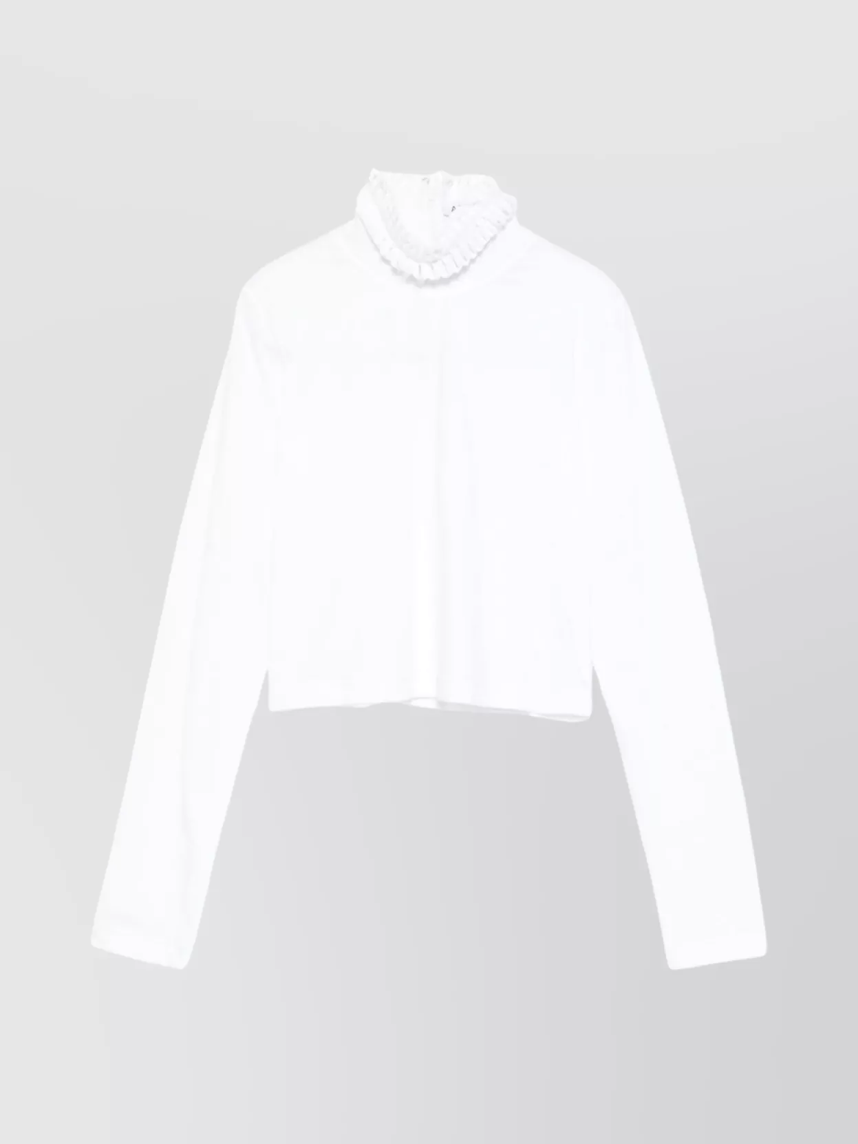 Alaïa High Neck Cropped Long Sleeve Top In White
