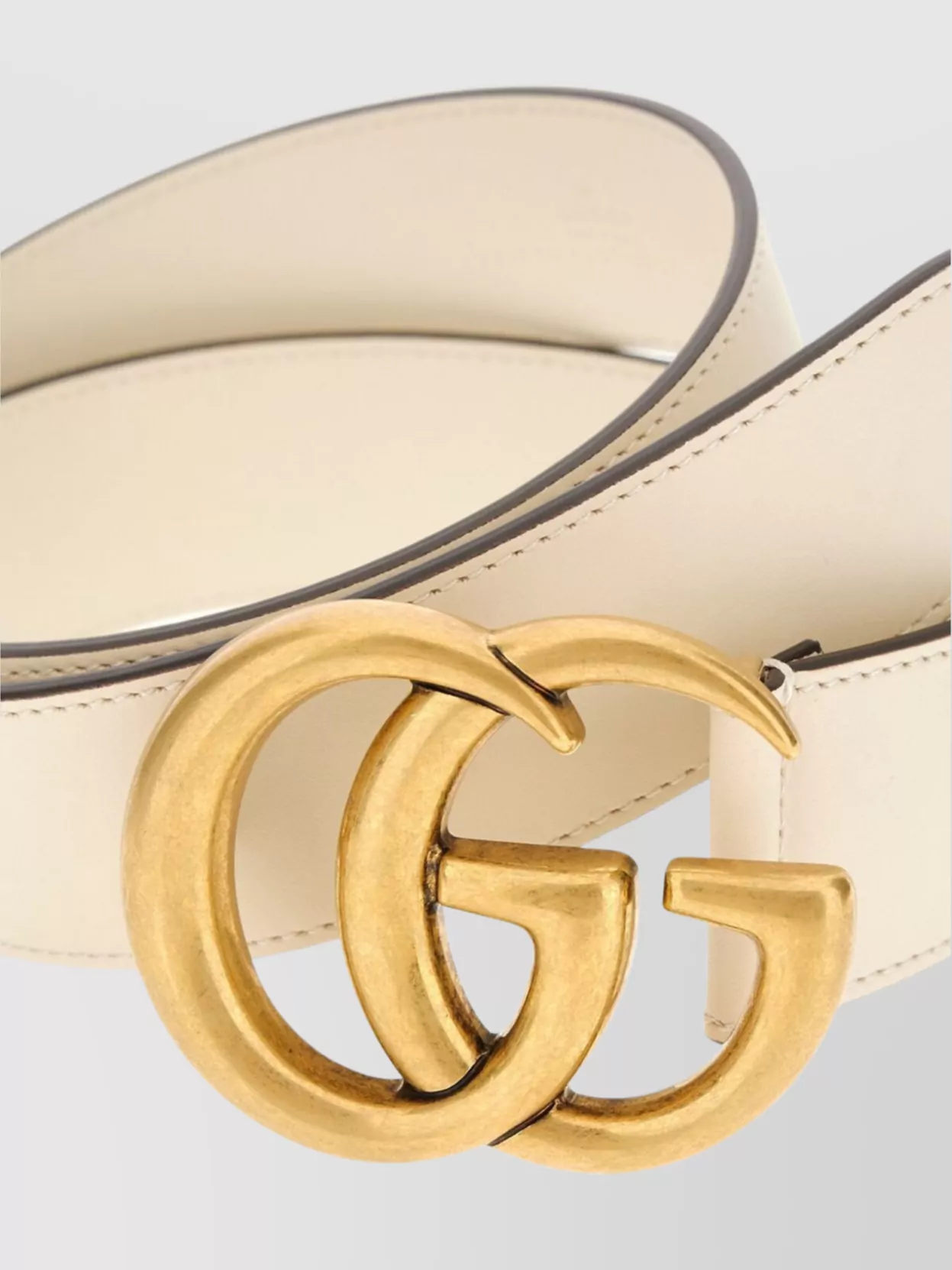Gucci Smooth Leather Belt Gold-tone Buckle In White
