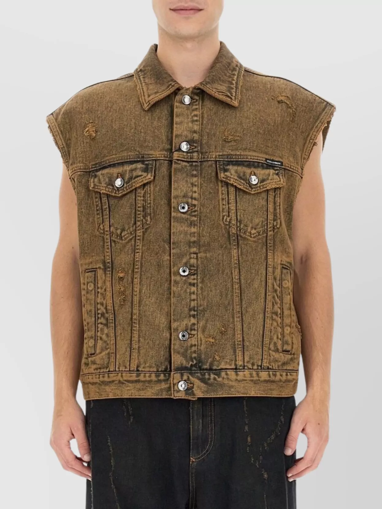 Dolce&Gabbana Sleeveless Denim Vest With Front Pockets