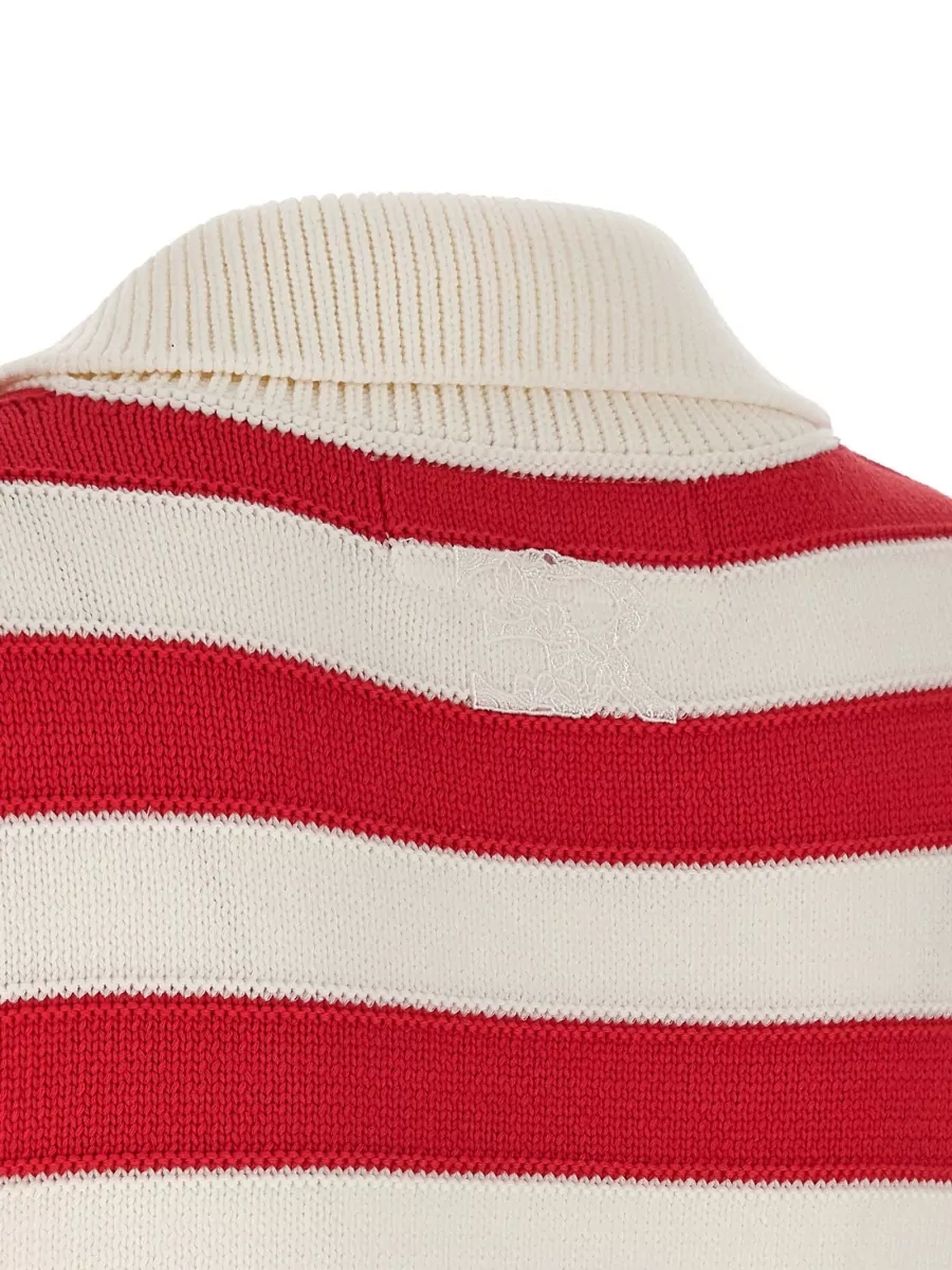 Ermanno Scervino Crochet Knit Polo Shirt Ribbed Collar