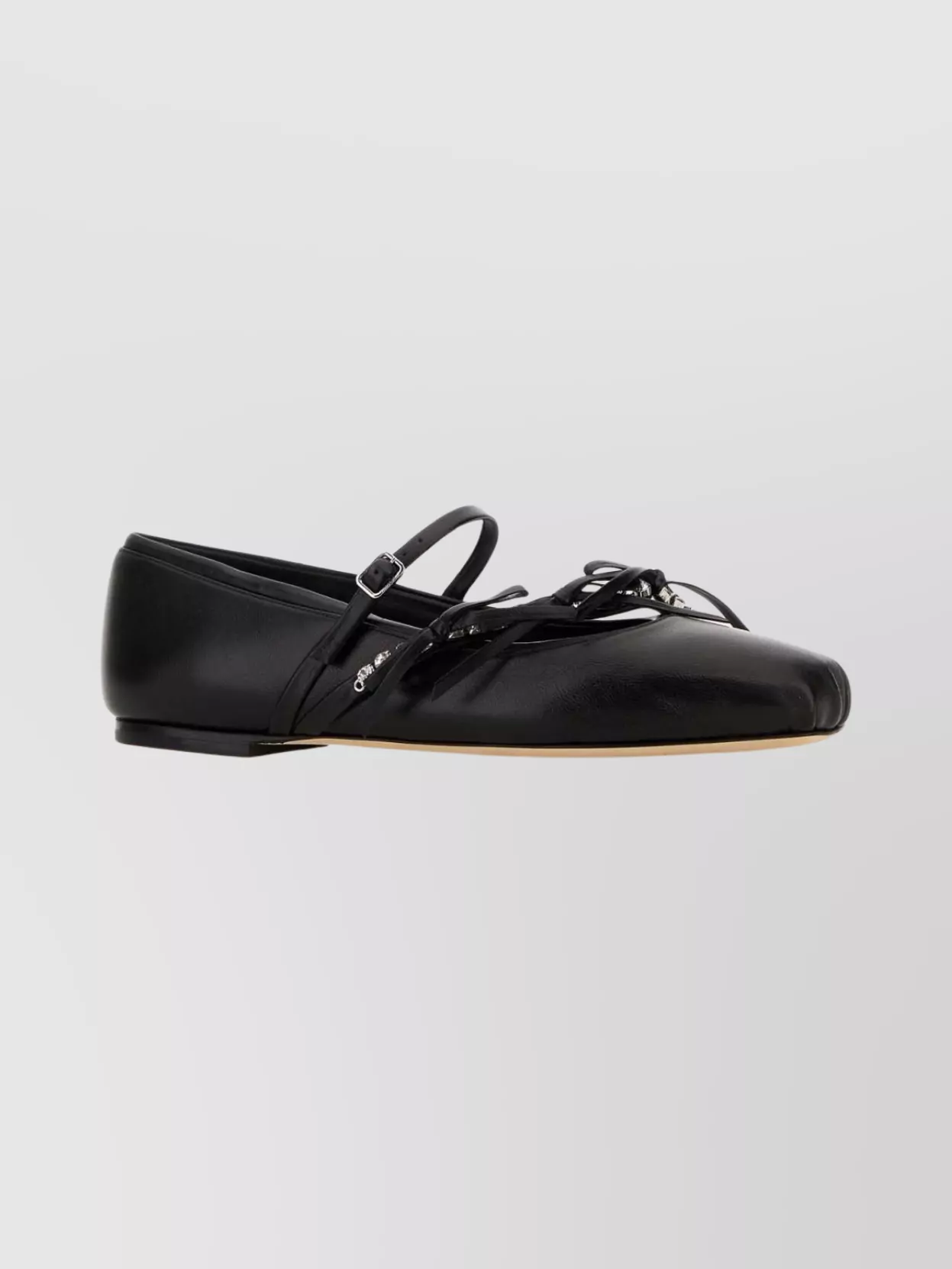 Jimmy Choo Loli Ballerina Shoes With Bow And Strap In Black