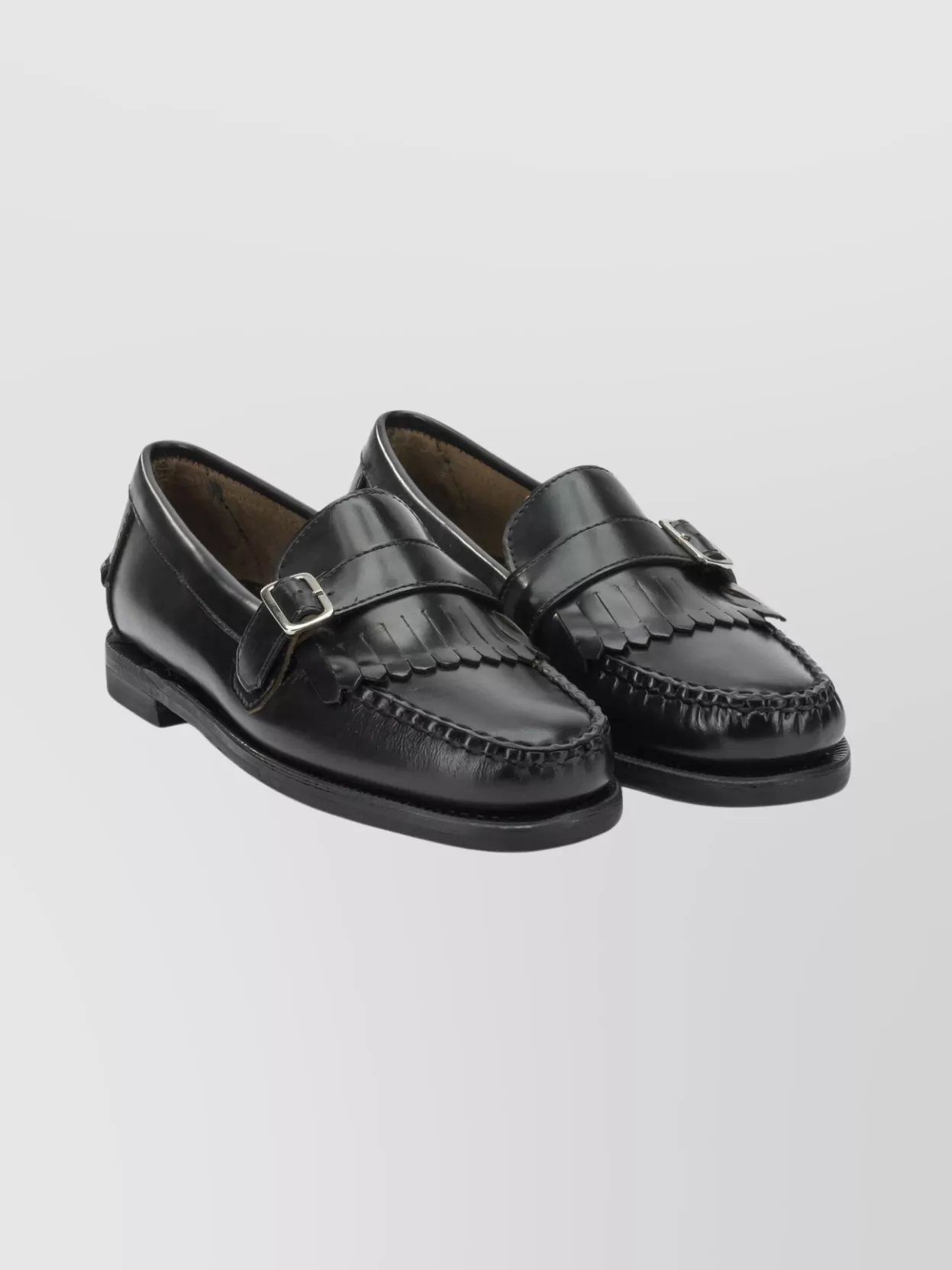 Sebago Leather Loafers And Slippers Buckle Detail In Black