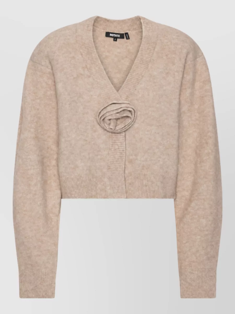 Rotate Alpaca-blend v-neck ribbed cardigan