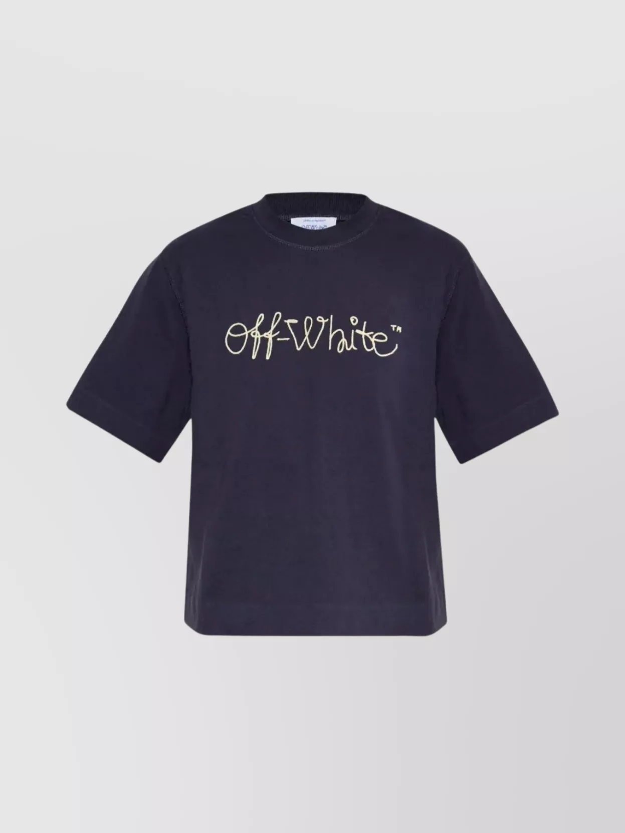 Off-white Logo Crop T-shirt Round Neck In Blue