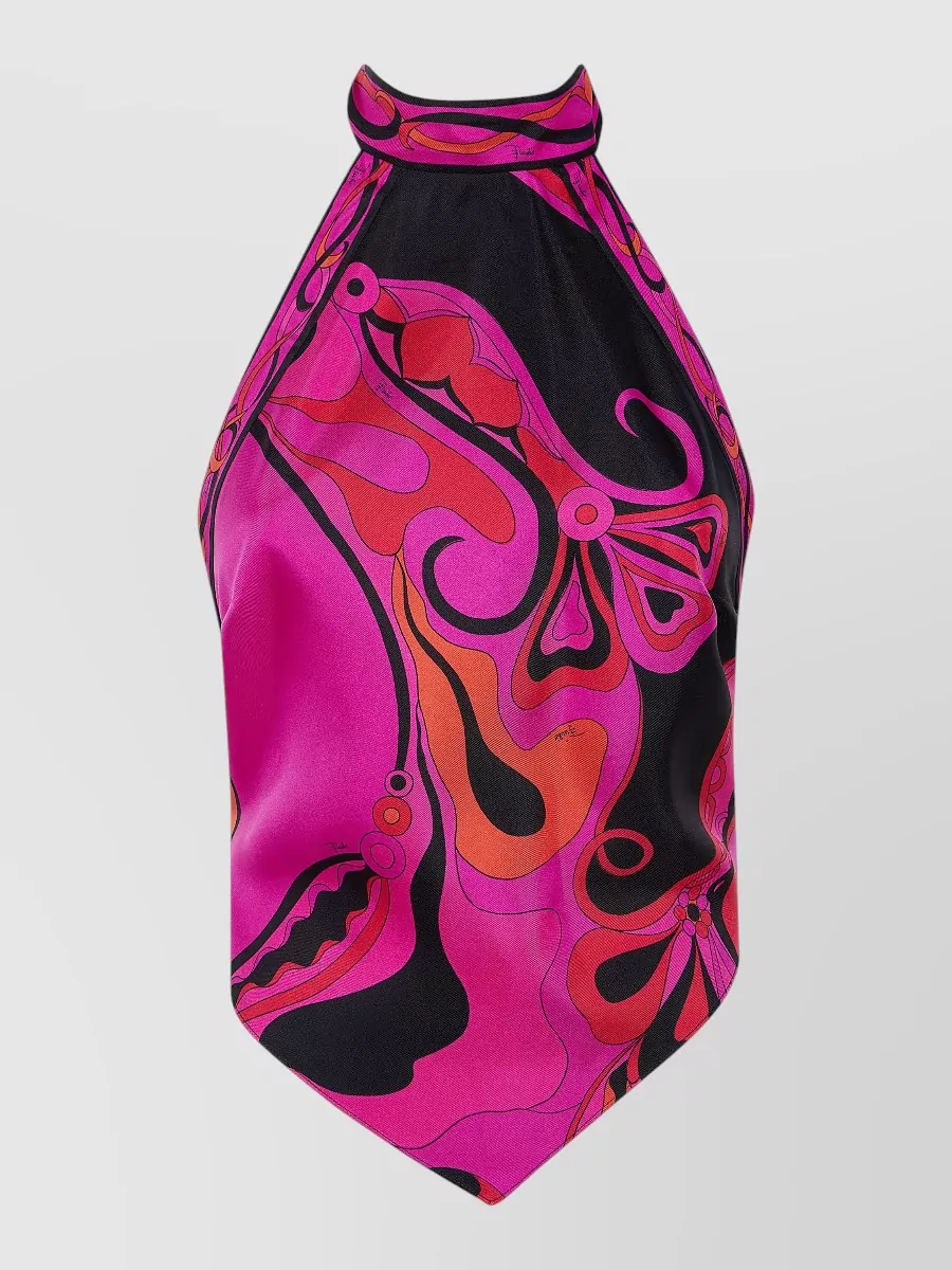 Pucci Silk printed scarf-neck top