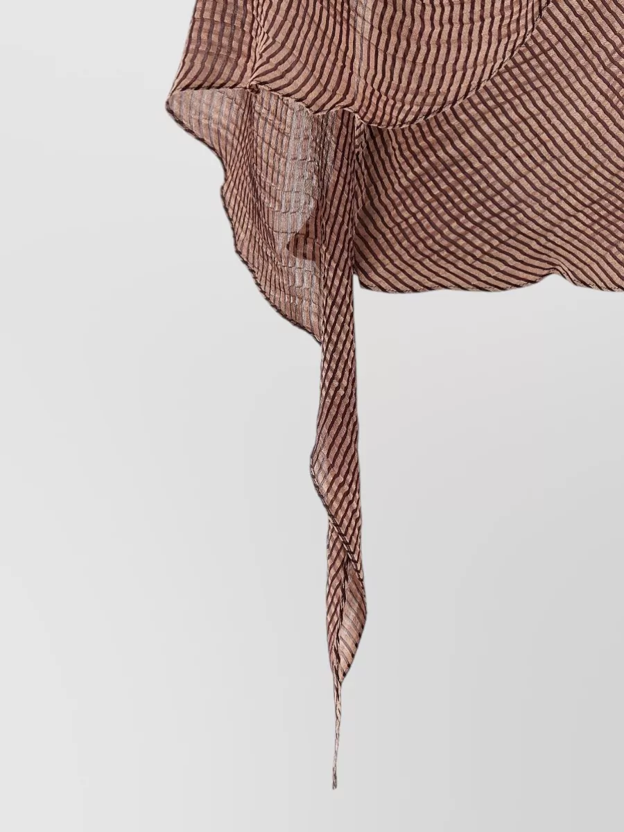 Kiko Kostadinov Silk Linen Striped Draped V-Neck Blouse