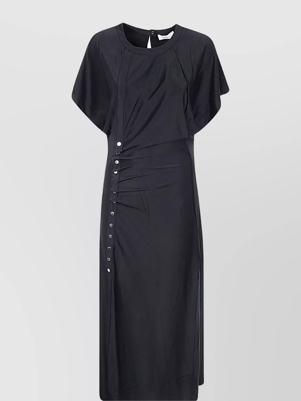 Paco Rabanne Draped Midi Dress Asymmetric Hem