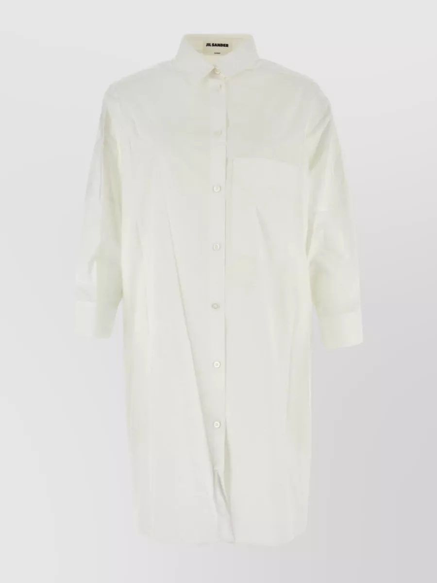 Shop Jil Sander Crisp Cotton Shirt Tunic In Cream