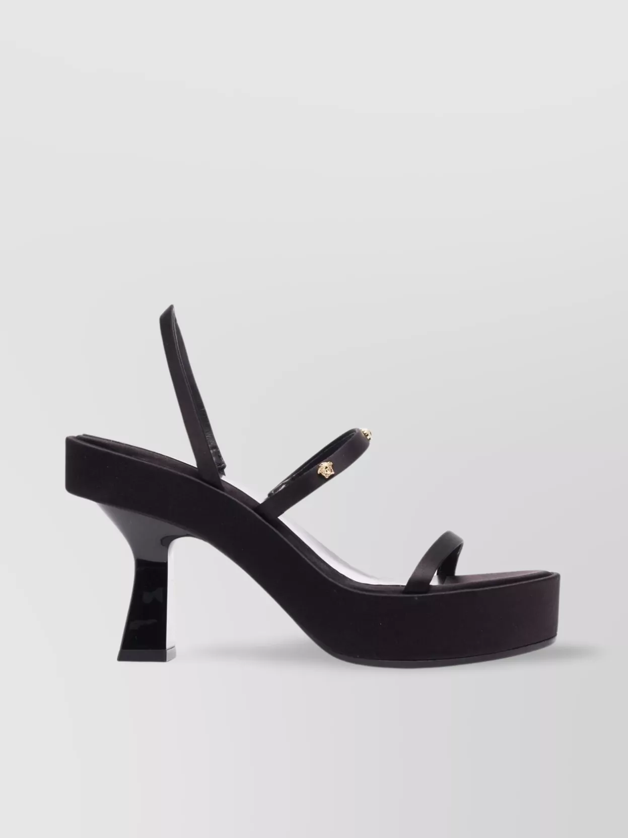 Shop Versace Mid Heel Leather Platform Mules In Black