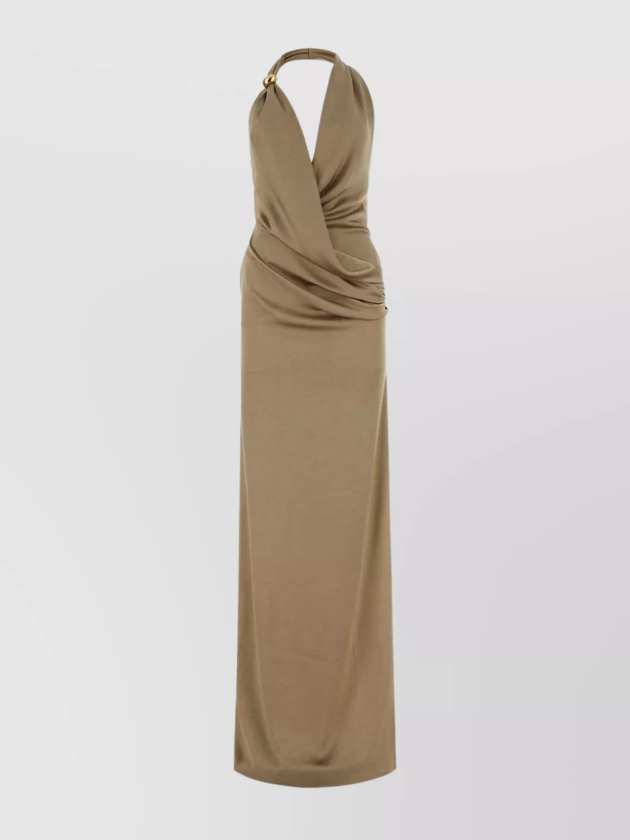 Shop Blumarine Satin Long Dress With Backless Halter Neckline