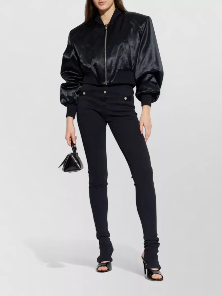 The Attico Stylish Cropped Bomber Jacket With Long Sleeves