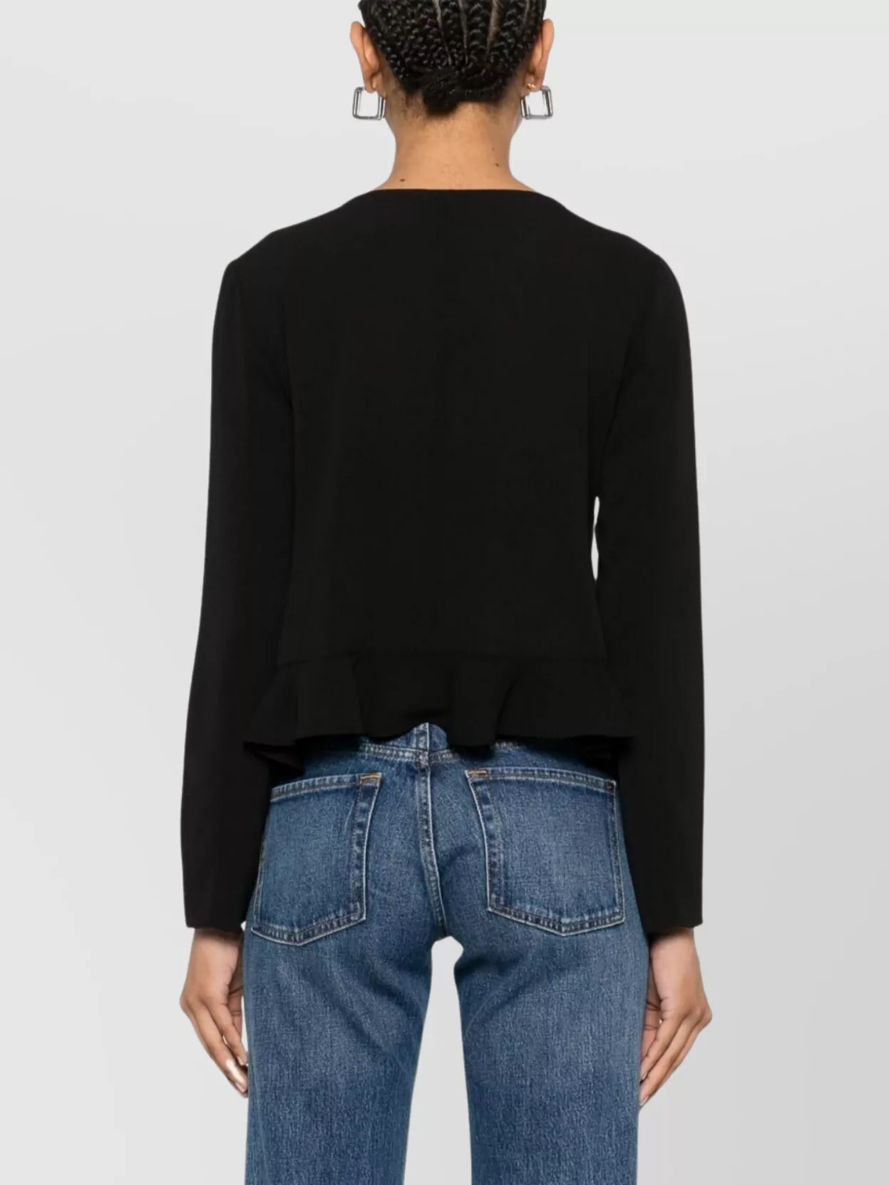 Shop Emporio Armani Ruffle Hem Crepe Blazer Jacket