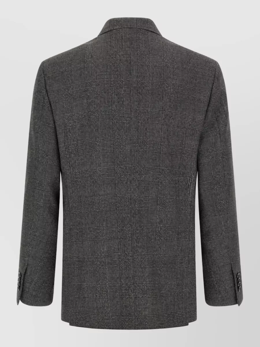 Lardini Virgin Wool Prince Of Wales Double Breasted Coat