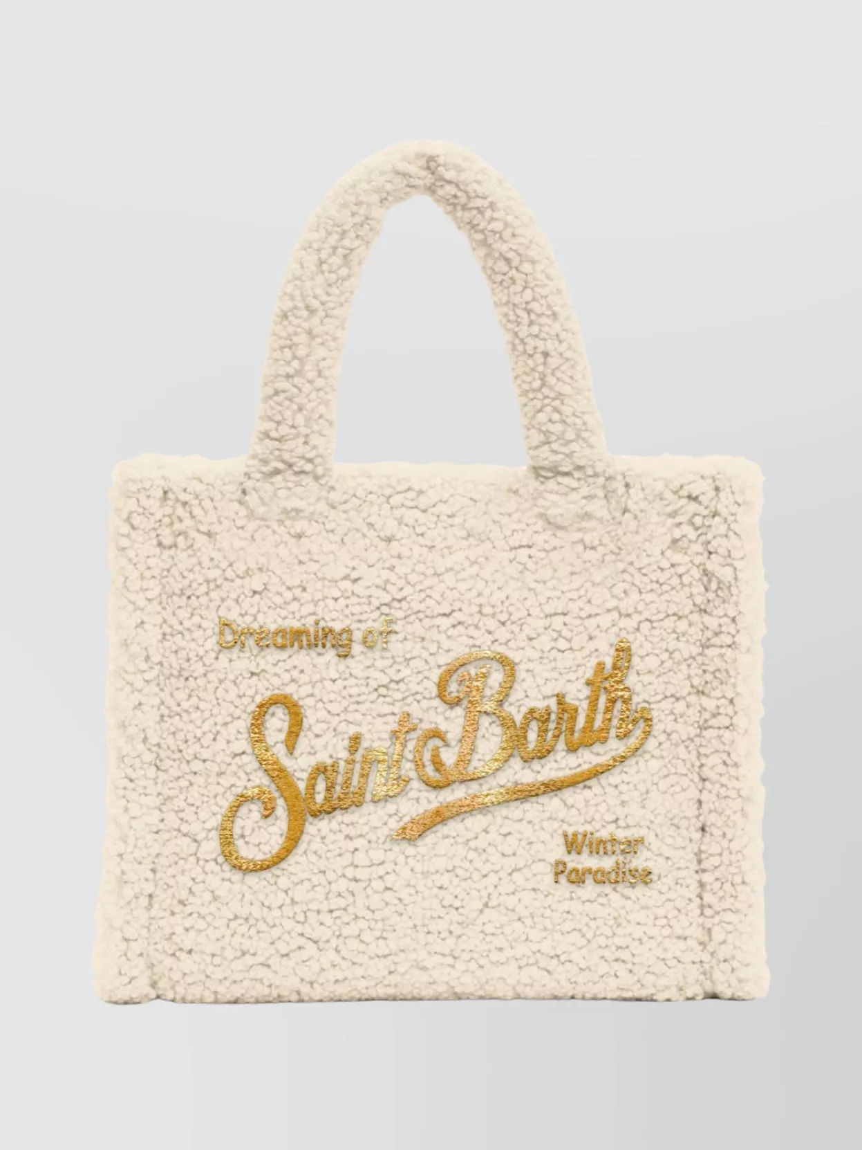 Mc2 Saint Barth Cozy Teddy Texture Tote With Top Handles In Neutral