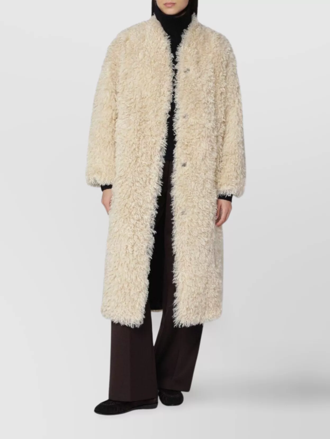 Stand Studio curly faux fur long coat