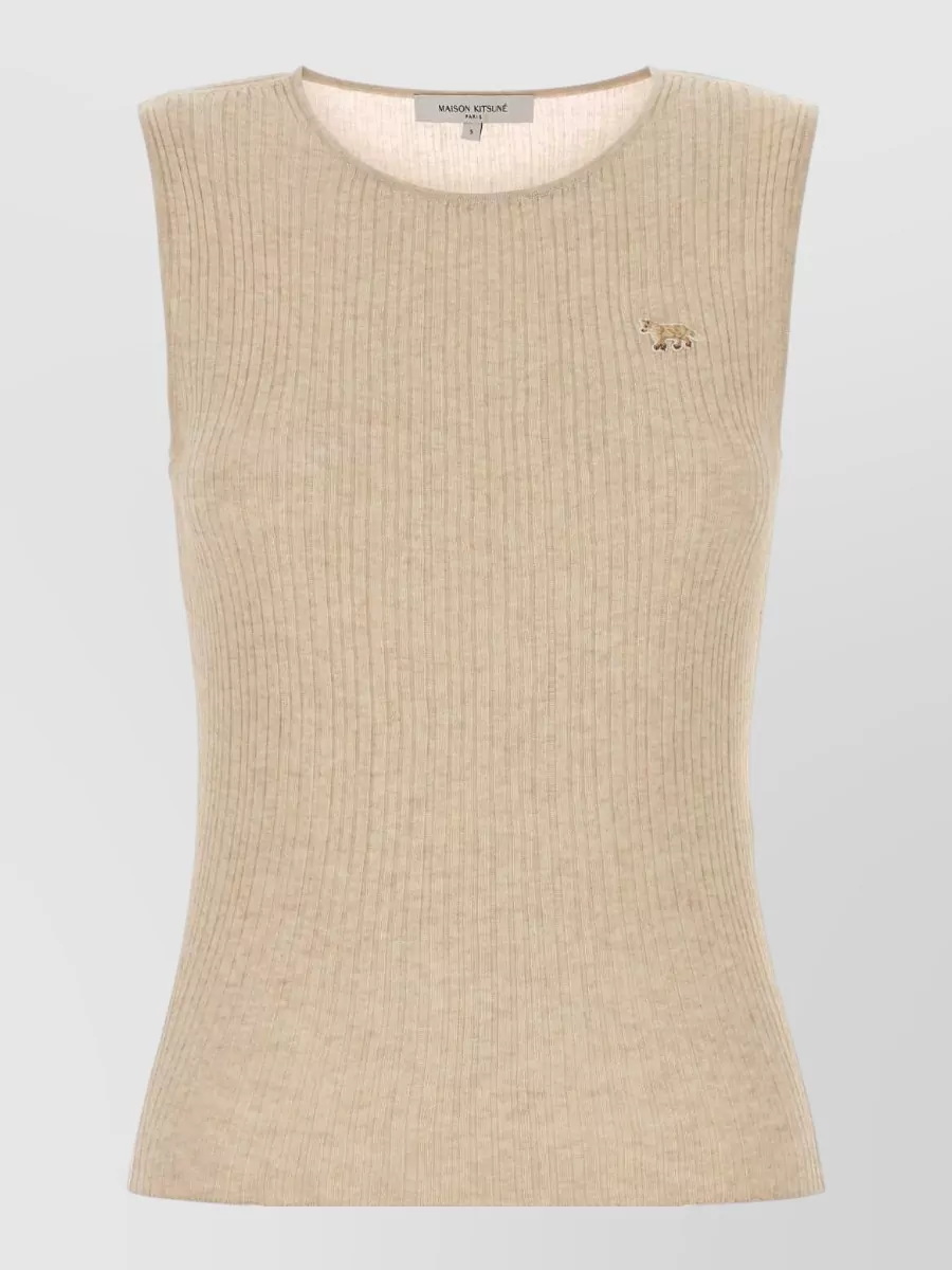 Maison Kitsuné ribbed slim-fit knitted top