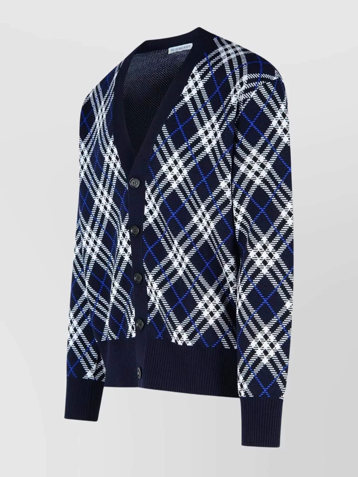 Burberry 'Wool Cardigan V-Neck Plaid Pattern'