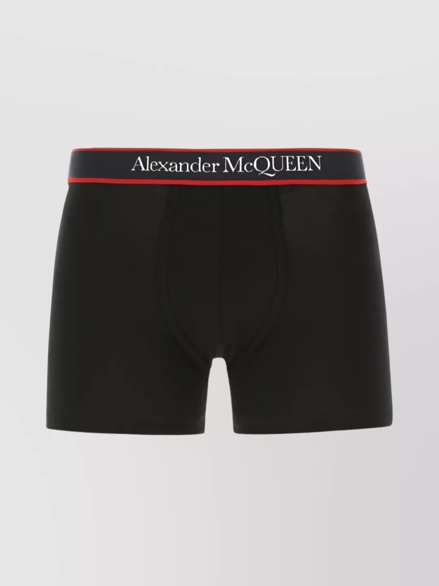 Shop Alexander Mcqueen Stretch Logo Waistband Boxer Briefs In Black