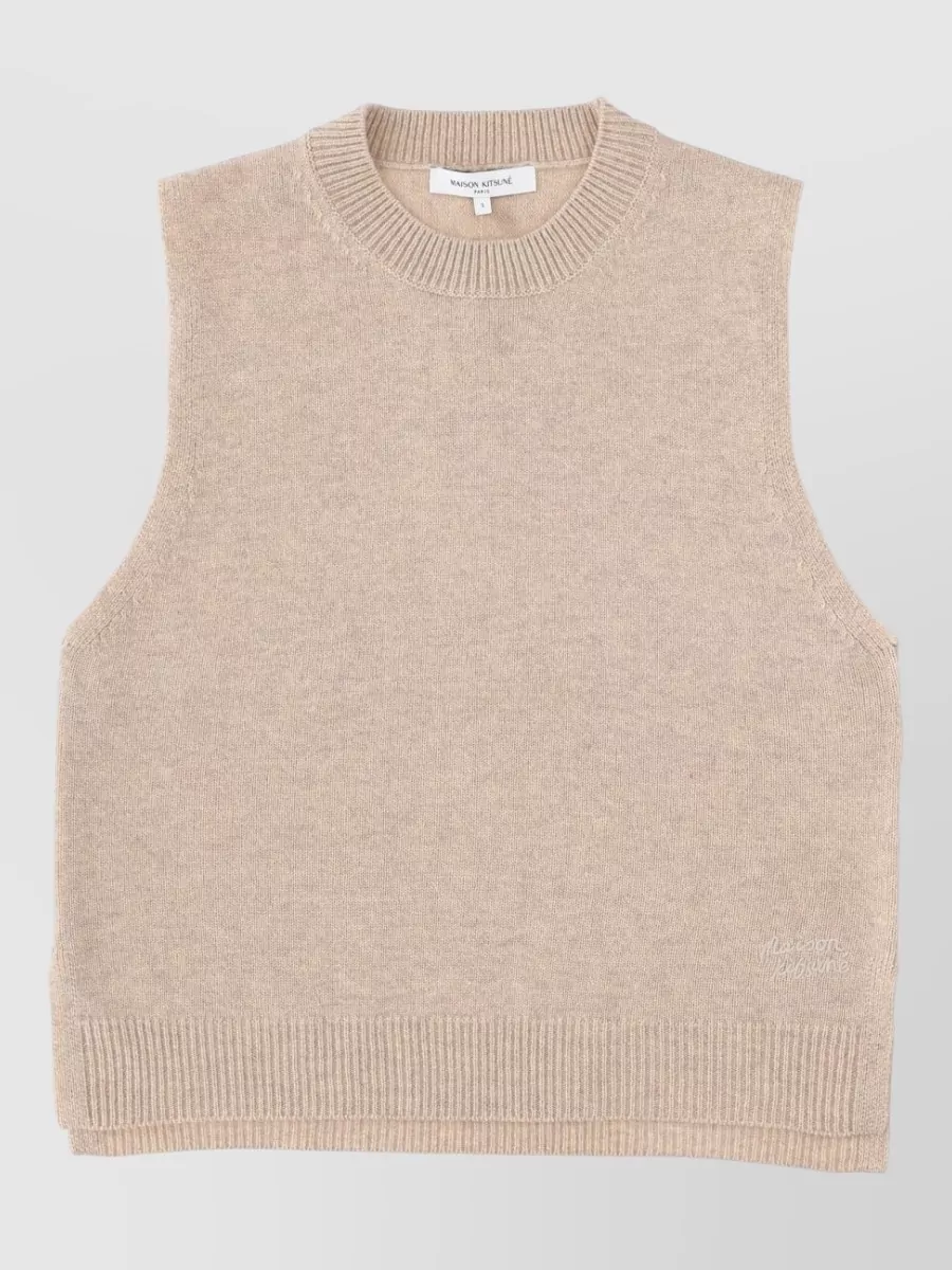 Maison Kitsuné wool sleeveless knitted top