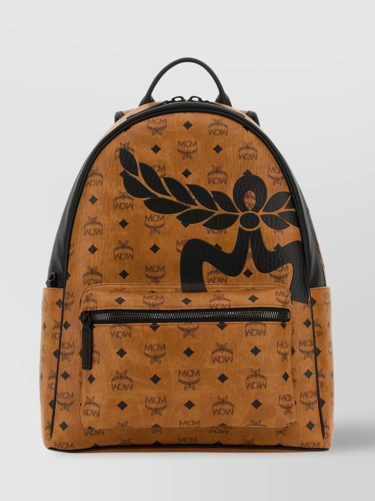 Mcm Canvas Stark Backpack With Mesh Back In Brown