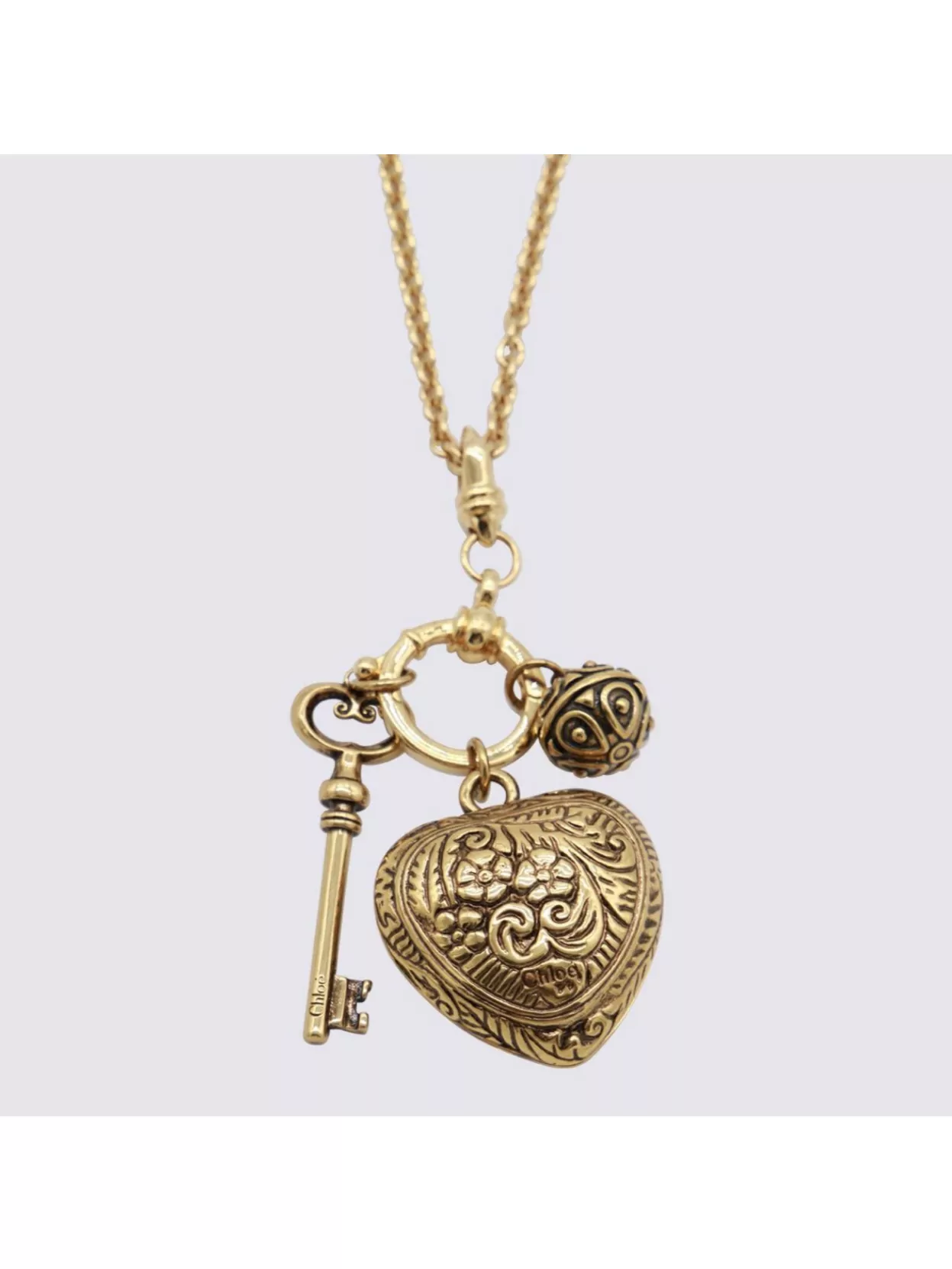 Chloé Heart Pendant Chain Necklace With Key Charm