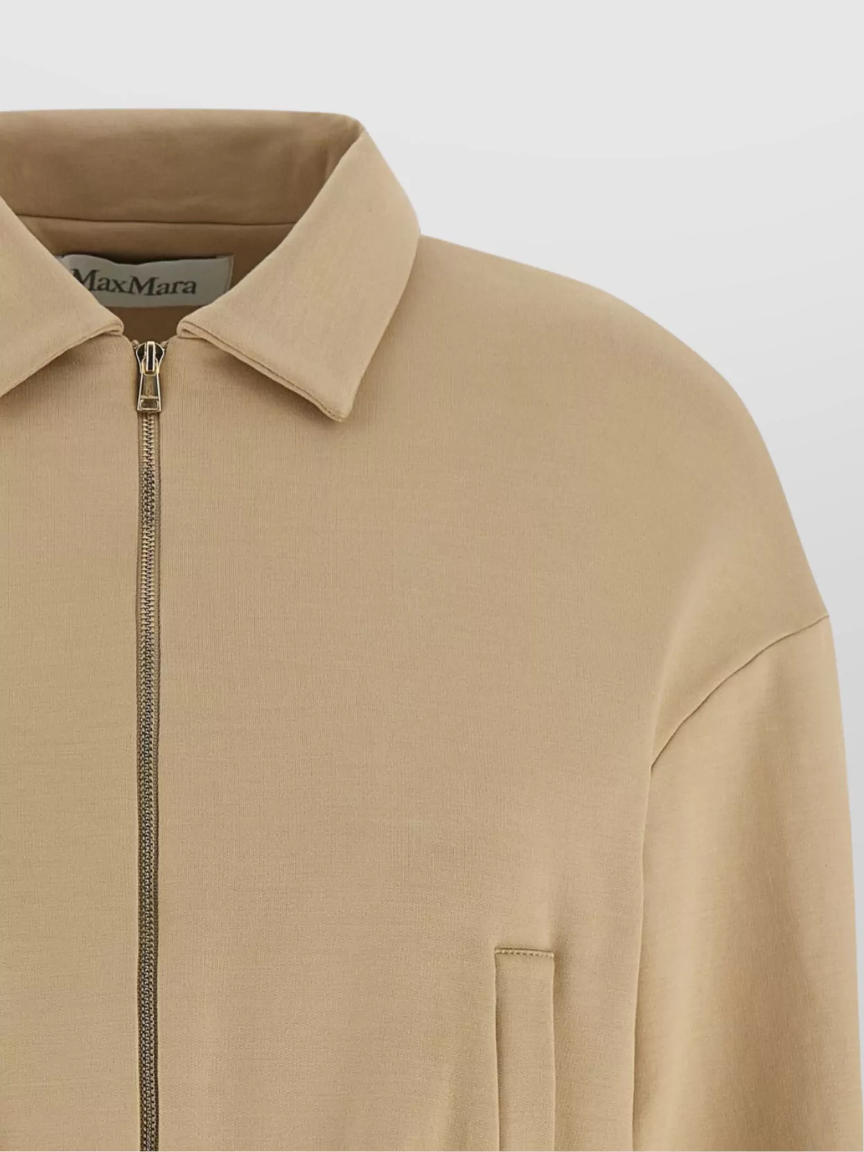Max Mara Collared Sweatshirt With Front Pockets And Long Sleeves In Brown