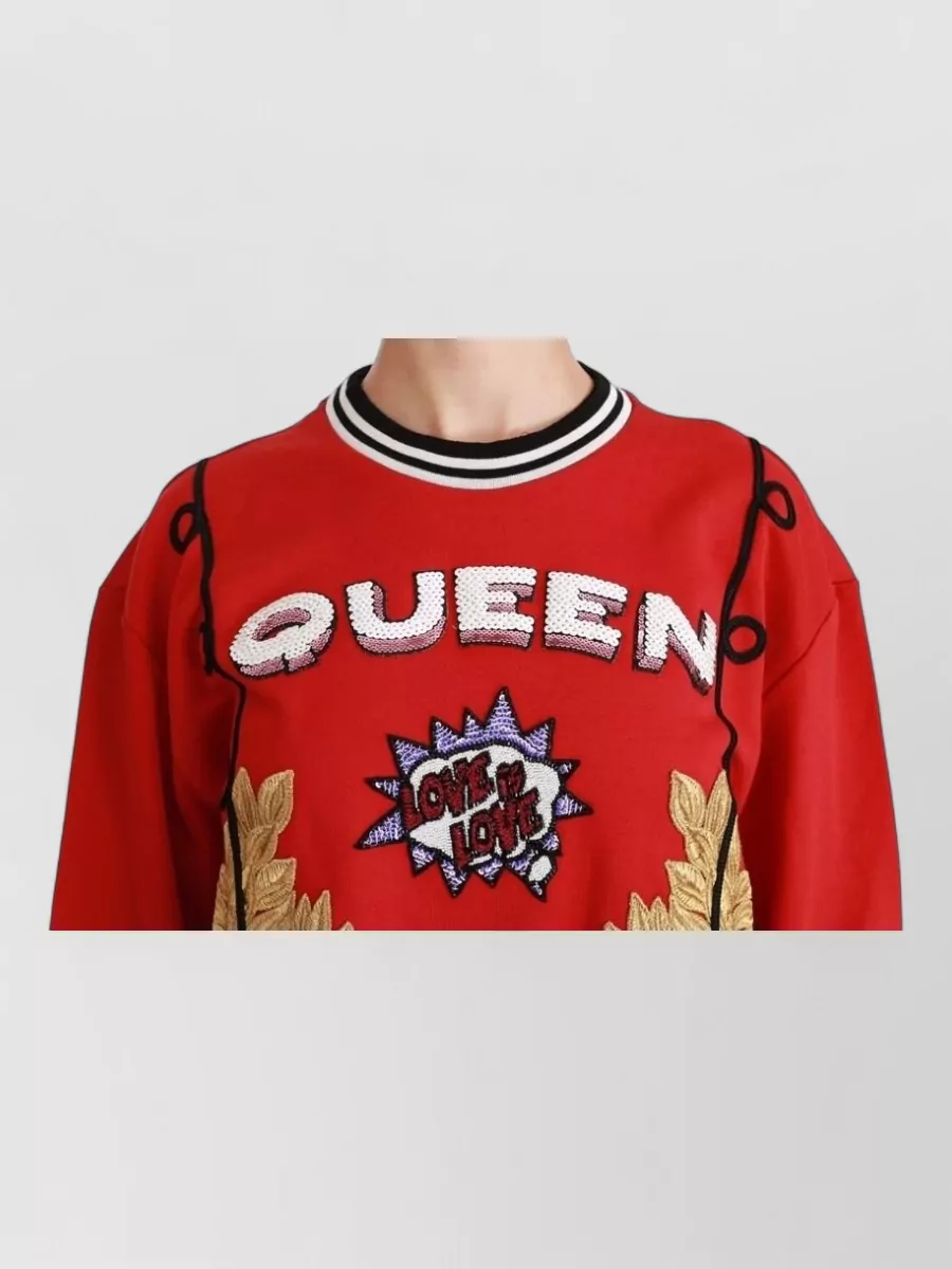 Dolce&Gabbana Cotton Sequined Crew Neck Sweatshirt