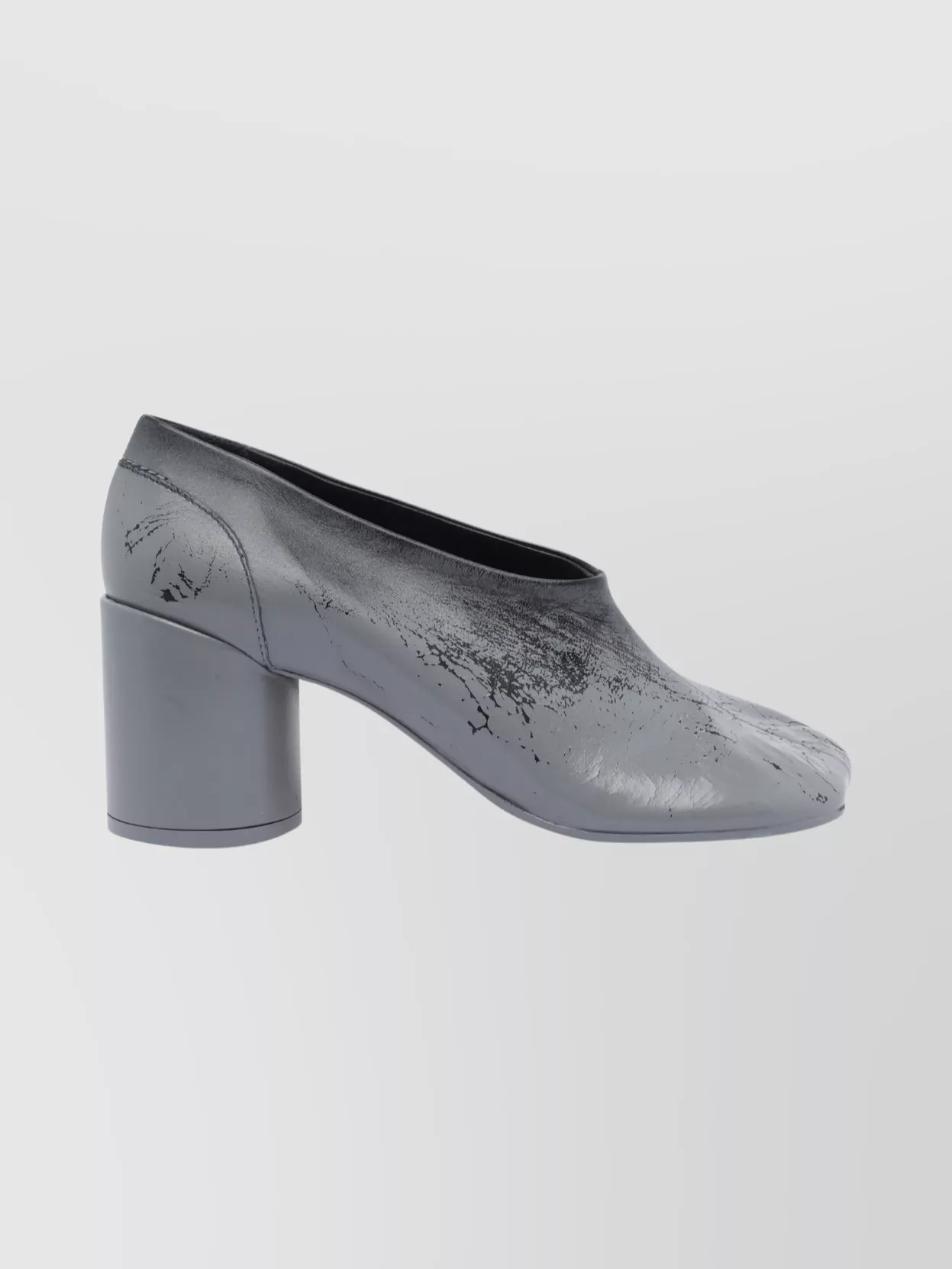 Mm6 Maison Margiela Stylish Block Heel Round Toe Pumps In Gray