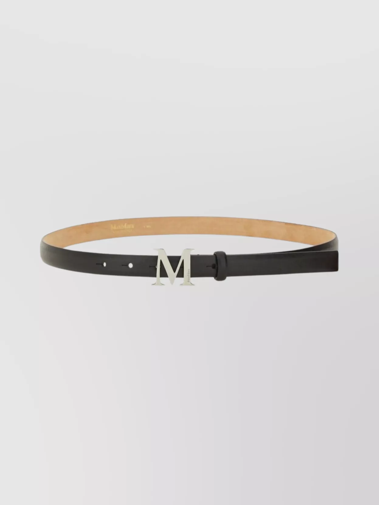 Max Mara Adjustable Leather Belt Metallic Buckle In Black