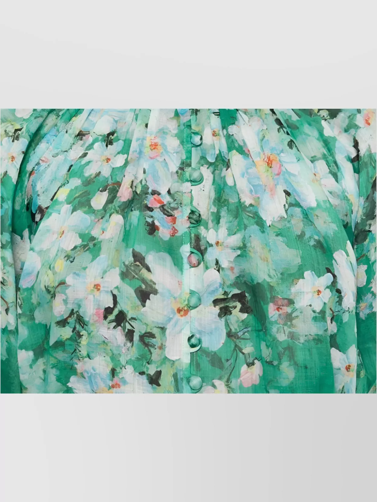 Shop Zimmermann Floral Ruffle Blouse High Neck In Green