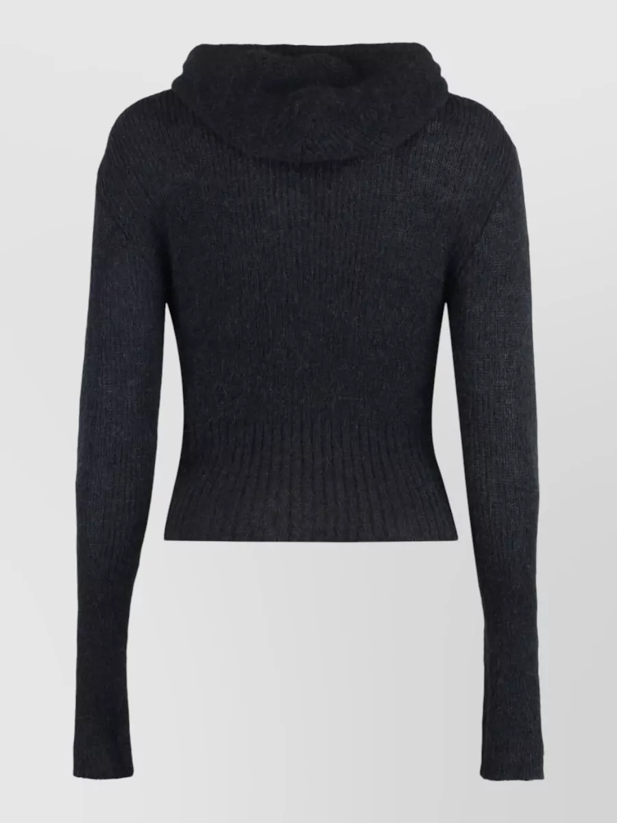 Our Legacy Hooded Knit Sweatshirt Cropped Ribbed Hem