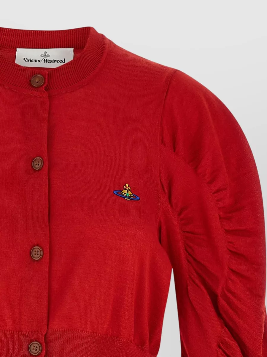 Vivienne Westwood Wool Silk Cropped Draped Long-Sleeve Cardigan