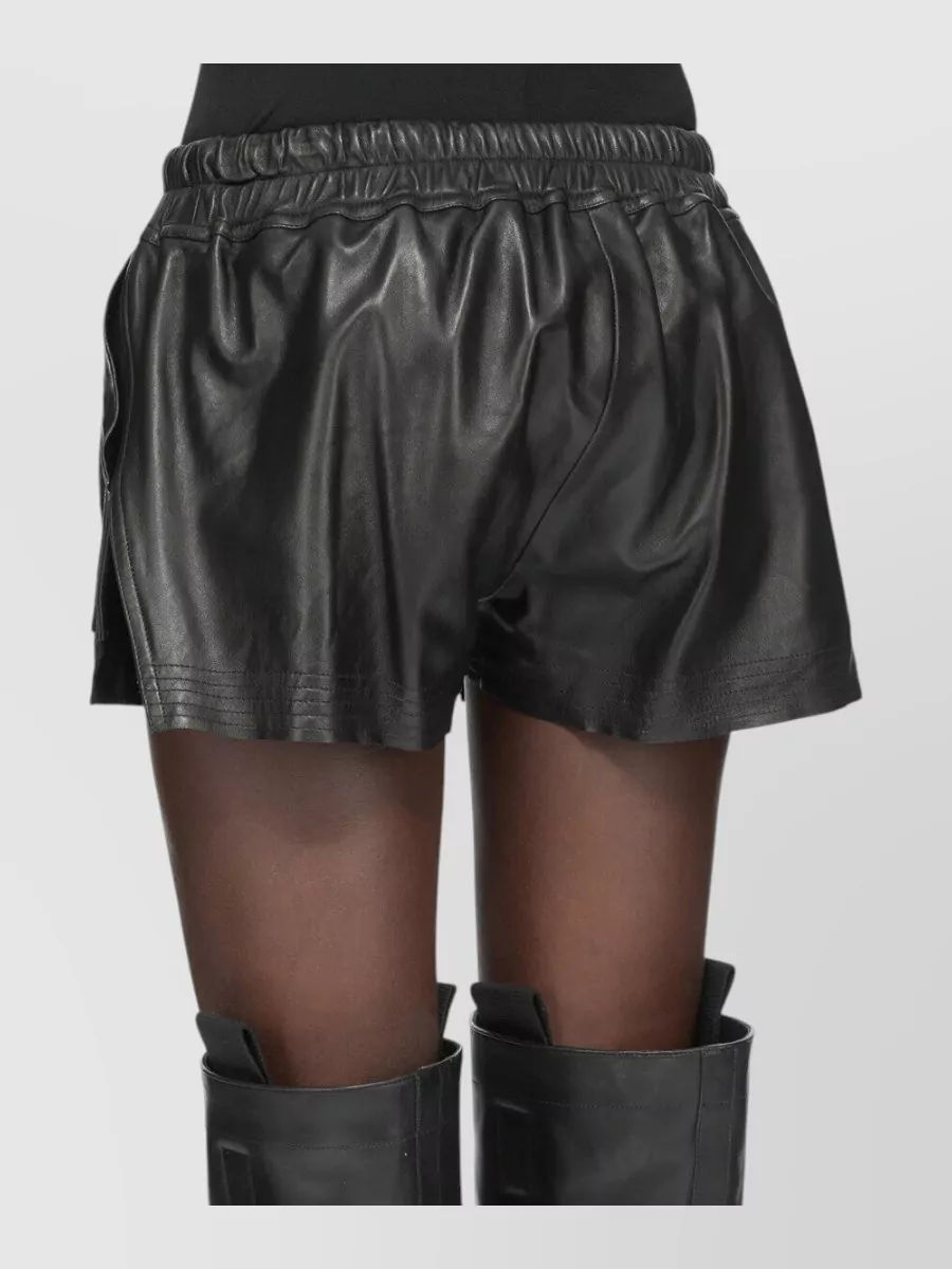 Rick Owens Faux Leather Shorts Side Pockets Slits