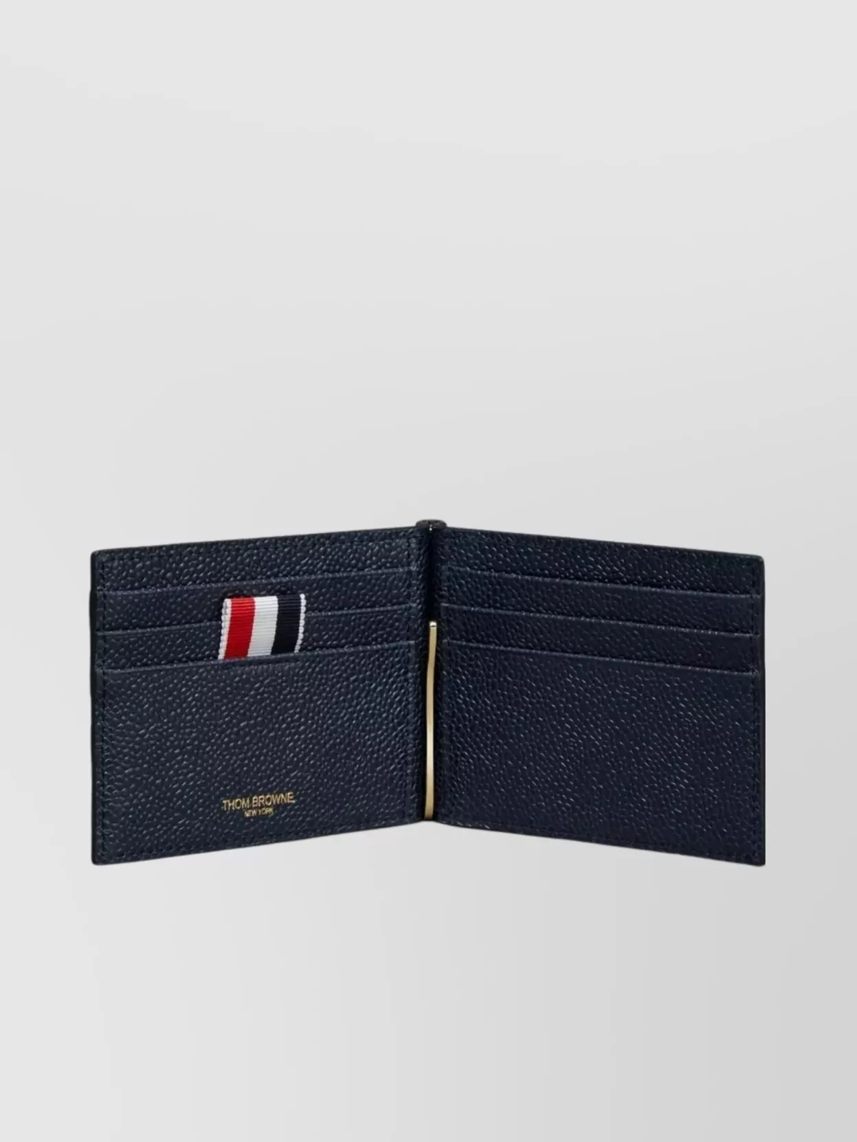 Thom Browne Money Clip Wallet With 4 Bar Stripes In Blue