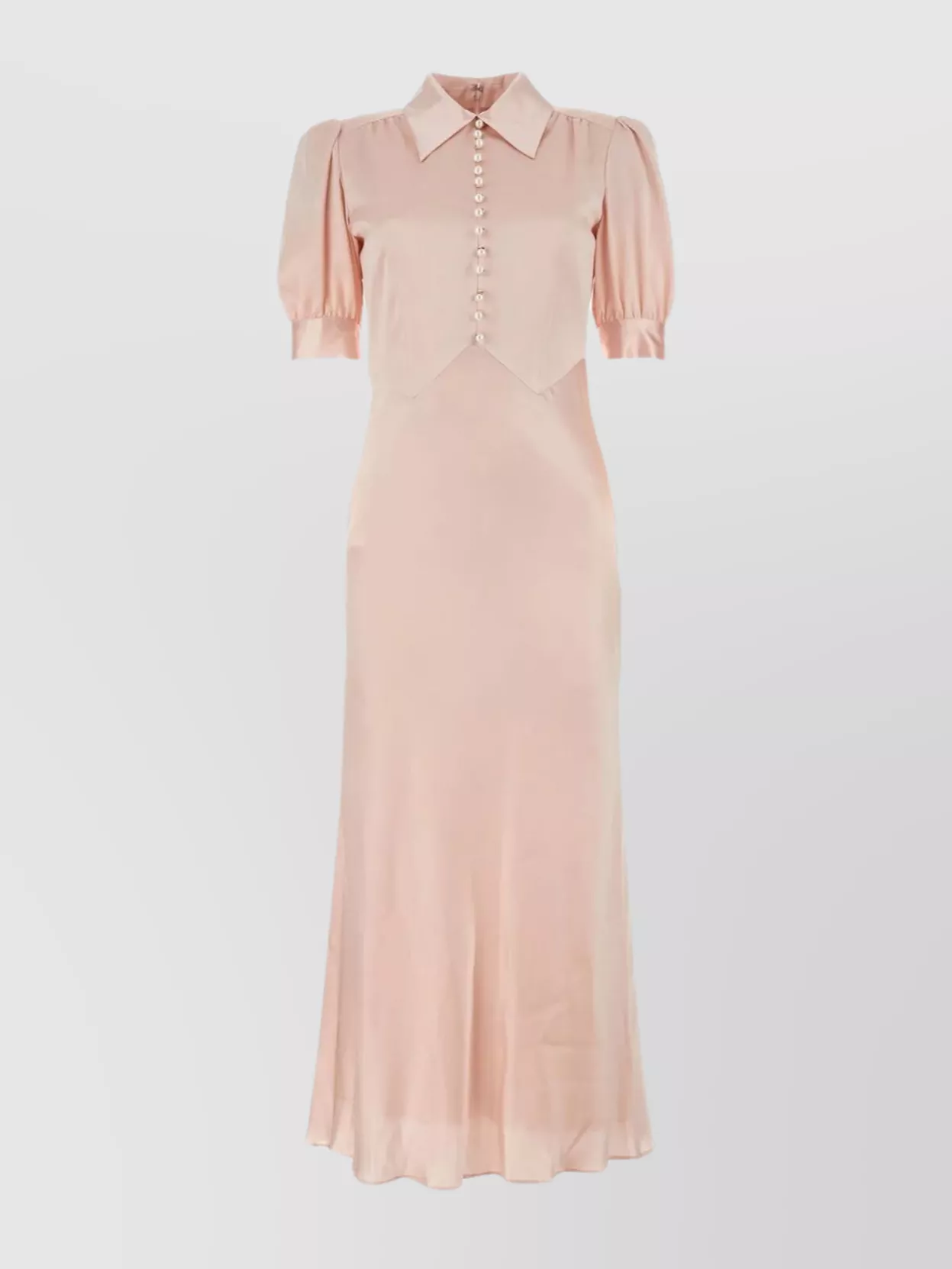 Shop Alessandra Rich Satin Dress With Balloon Sleeves And Flared Hemline
