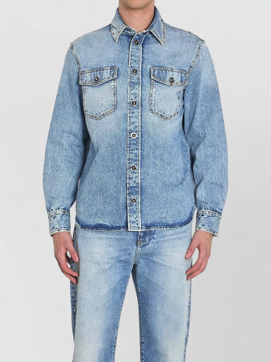 Versace Studded Oversized Denim Overshirt