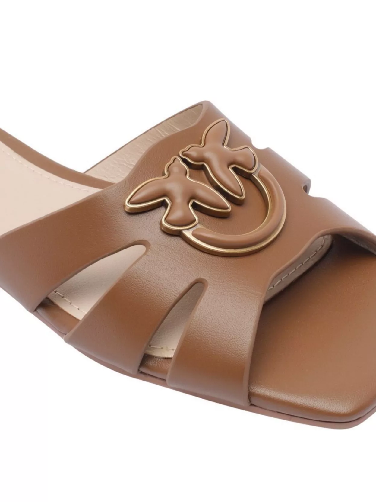 Shop Pinko Cut-out Embellished Leather Sandals