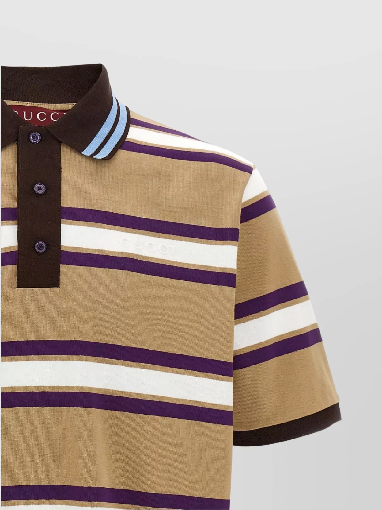 Gucci Striped Polo Shirt Embossed Logo