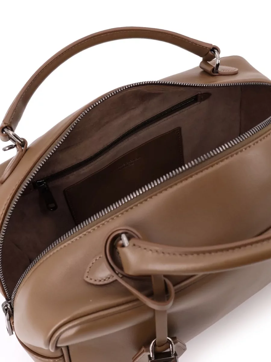 Brunello Cucinelli Boston Leather Shoulder Bag Structured Handles