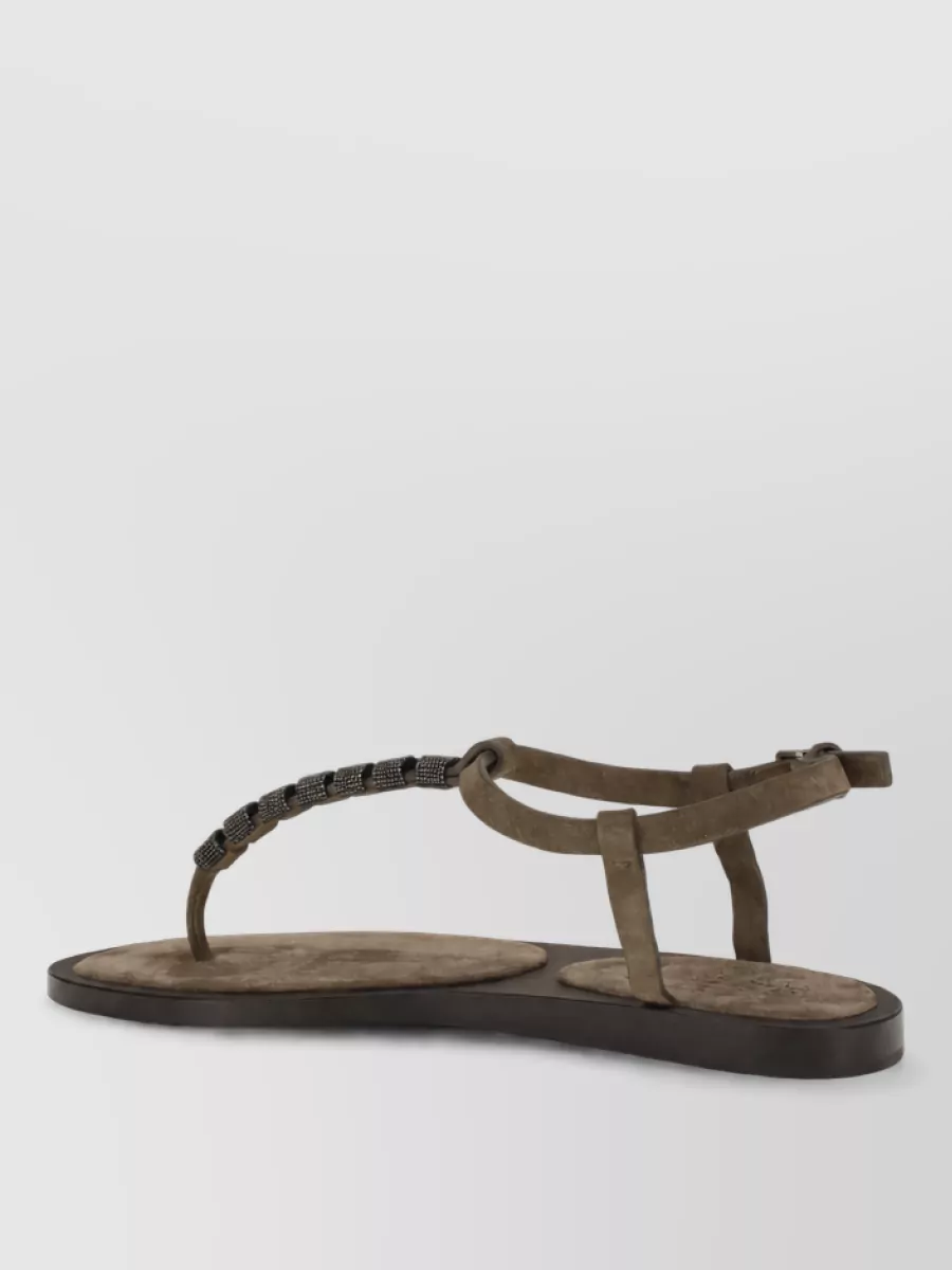 Brunello Cucinelli Embellished Leather Slides