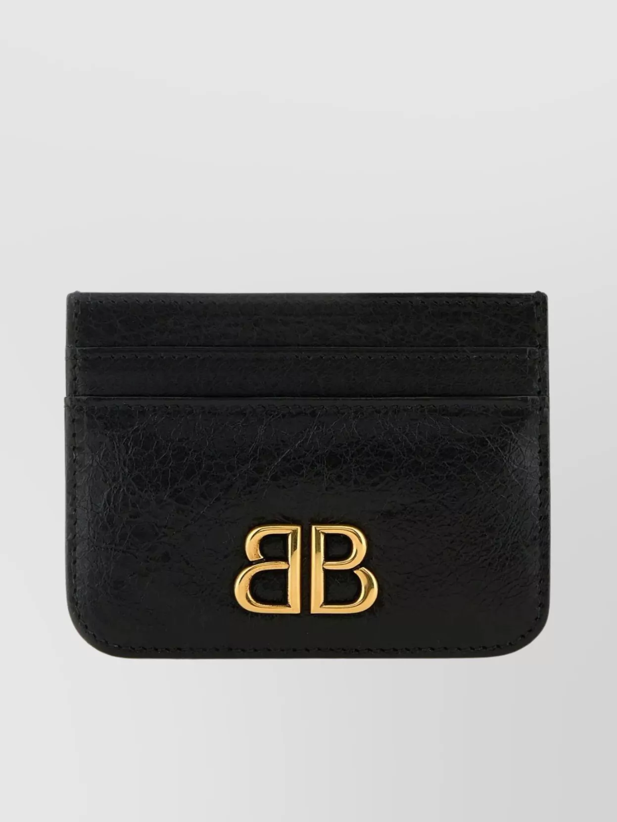 Shop Balenciaga Lamb Leather Textured Monaco Cardholder In Black